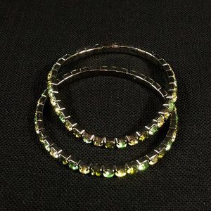 Set of 2 Matching Green Crystal Bracelets